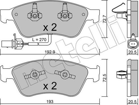 Metelli 22-0662-0 - Тормозные колодки, дисковые, комплект autospares.lv