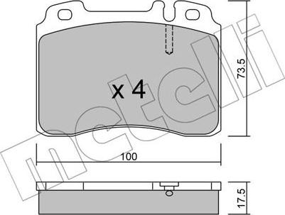 Metelli 22-0667-0 - Тормозные колодки, дисковые, комплект autospares.lv