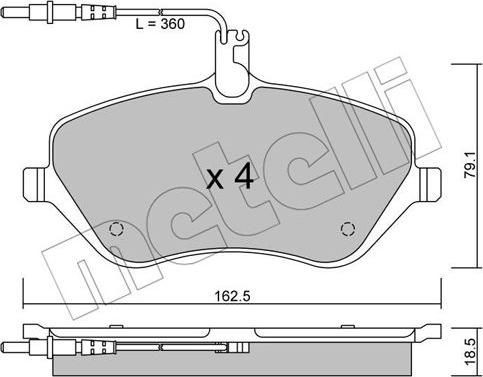 Metelli 22-0601-0 - Тормозные колодки, дисковые, комплект autospares.lv