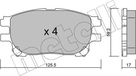 Metelli 22-0615-0 - Тормозные колодки, дисковые, комплект autospares.lv