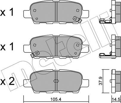 Metelli 22-0612-0 - Тормозные колодки, дисковые, комплект autospares.lv