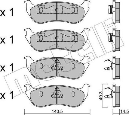 Metelli 22-0687-0 - Тормозные колодки, дисковые, комплект autospares.lv