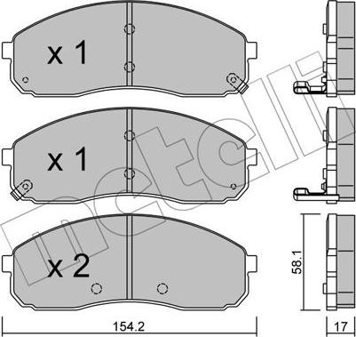 Metelli 22-0631-0 - Тормозные колодки, дисковые, комплект autospares.lv