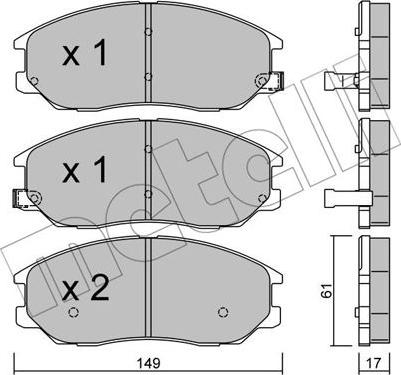 Metelli 22-0633-0 - Тормозные колодки, дисковые, комплект autospares.lv