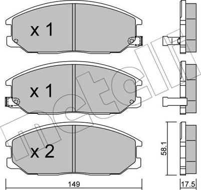 Metelli 22-0632-0 - Тормозные колодки, дисковые, комплект autospares.lv