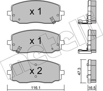 Metelli 22-0629-0 - Тормозные колодки, дисковые, комплект autospares.lv