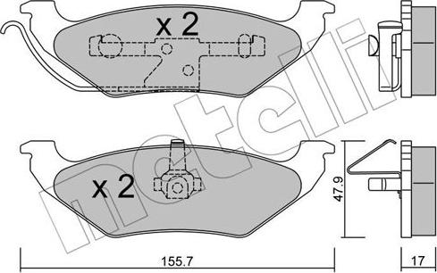 Metelli 22-0624-0 - Тормозные колодки, дисковые, комплект autospares.lv