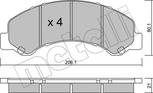 Metelli 22-0621-0 - Тормозные колодки, дисковые, комплект autospares.lv