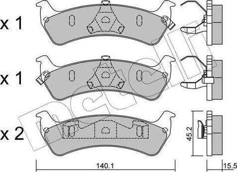 Metelli 22-0628-0 - Тормозные колодки, дисковые, комплект autospares.lv