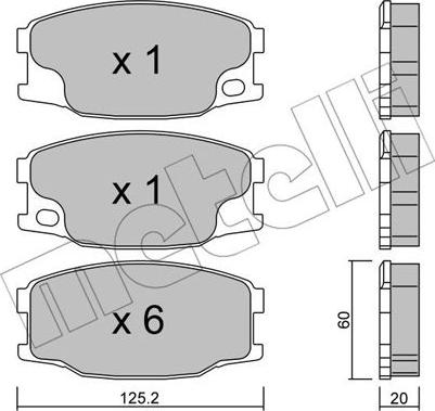 Metelli 22-0622-0 - Тормозные колодки, дисковые, комплект autospares.lv