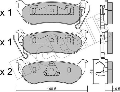 Metelli 22-0627-0 - Тормозные колодки, дисковые, комплект autospares.lv