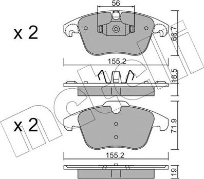 Metelli 22-0675-3 - Тормозные колодки, дисковые, комплект autospares.lv