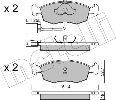 Metelli 22-0094-1 - Тормозные колодки, дисковые, комплект autospares.lv