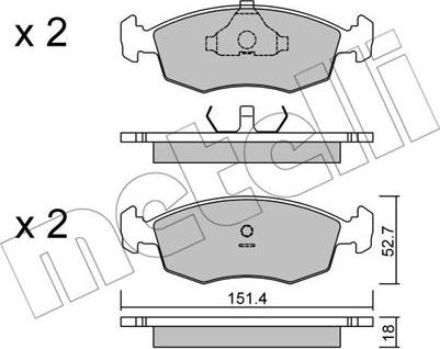 Metelli 22-0094-2 - Тормозные колодки, дисковые, комплект autospares.lv