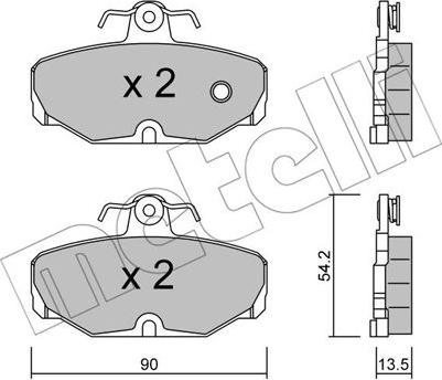 Metelli 22-0095-0 - Тормозные колодки, дисковые, комплект autospares.lv