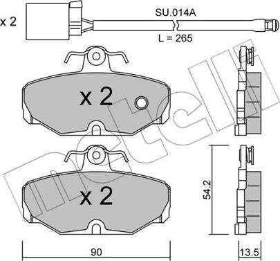 Metelli 22-0095-1K - Тормозные колодки, дисковые, комплект autospares.lv