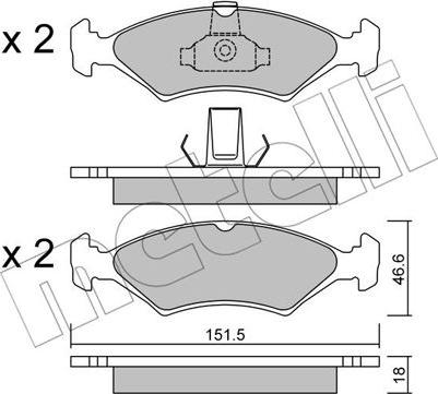 Metelli 22-0093-0 - Тормозные колодки, дисковые, комплект autospares.lv