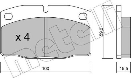 Metelli 22-0044-0 - Тормозные колодки, дисковые, комплект autospares.lv