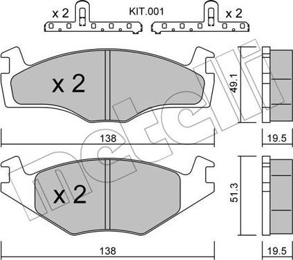 Metelli 22-0045-1K - Тормозные колодки, дисковые, комплект autospares.lv