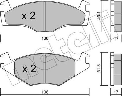 Metelli 22-0045-2 - Тормозные колодки, дисковые, комплект autospares.lv