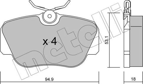 Metelli 22-0041-0 - Тормозные колодки, дисковые, комплект autospares.lv