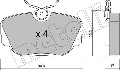 Metelli 22-0042-0 - Тормозные колодки, дисковые, комплект autospares.lv