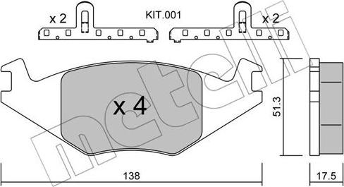 Metelli 22-0047-0K - Тормозные колодки, дисковые, комплект autospares.lv