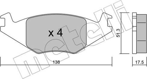 Metelli 22-0047-0 - Тормозные колодки, дисковые, комплект autospares.lv