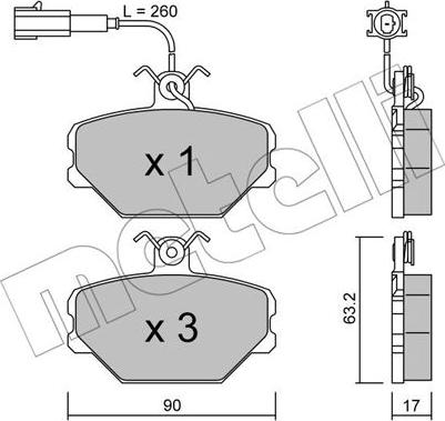 Metelli 22-0059-0 - Тормозные колодки, дисковые, комплект autospares.lv