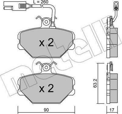 Metelli 22-0059-1 - Тормозные колодки, дисковые, комплект autospares.lv