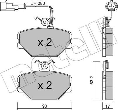 Metelli 22-0059-2 - Тормозные колодки, дисковые, комплект autospares.lv