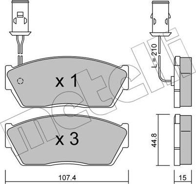 Metelli 22-0054-1 - Тормозные колодки, дисковые, комплект autospares.lv