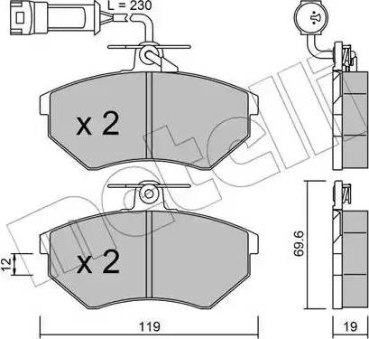 Metelli 22-0050-3 - Тормозные колодки, дисковые, комплект autospares.lv