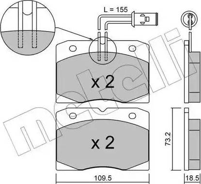 Metelli 22-0051-0 - Тормозные колодки, дисковые, комплект autospares.lv