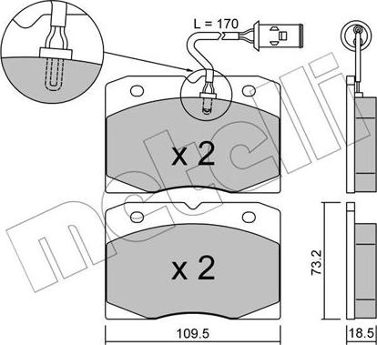 Metelli 22-0051-2 - Тормозные колодки, дисковые, комплект autospares.lv