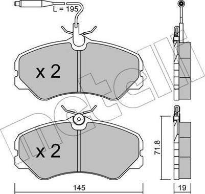 Metelli 22-0058-1 - Тормозные колодки, дисковые, комплект autospares.lv