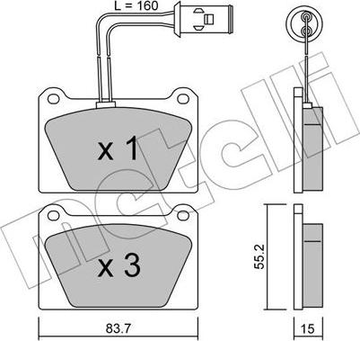 Metelli 22-0052-0 - Тормозные колодки, дисковые, комплект autospares.lv