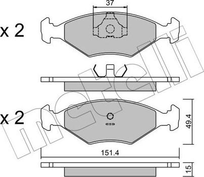 Metelli 22-0057-5 - Тормозные колодки, дисковые, комплект autospares.lv