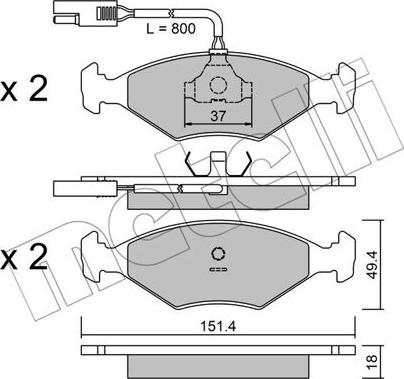 Metelli 22-0057-0 - Тормозные колодки, дисковые, комплект autospares.lv