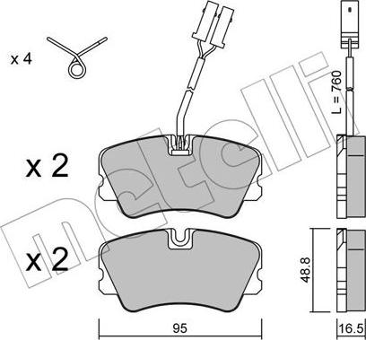 Metelli 22-0065-0 - Тормозные колодки, дисковые, комплект autospares.lv