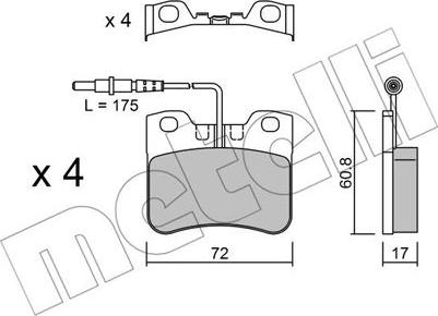 Metelli 22-0060-0 - Тормозные колодки, дисковые, комплект autospares.lv