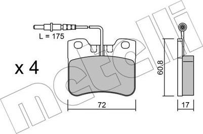 Metelli 22-0060-1 - Тормозные колодки, дисковые, комплект autospares.lv