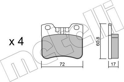 Metelli 22-0060-2 - Тормозные колодки, дисковые, комплект autospares.lv