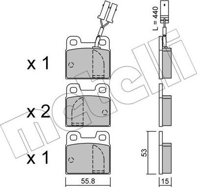 Metelli 22-0009-1 - Тормозные колодки, дисковые, комплект autospares.lv