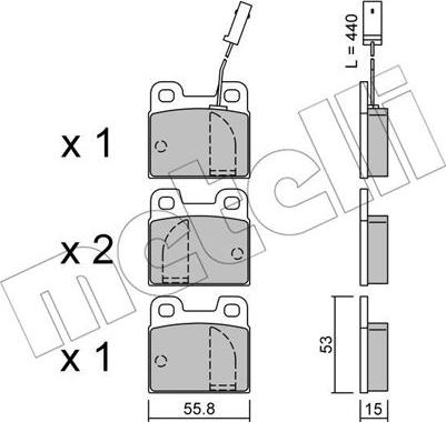 Metelli 22-0009-2 - Тормозные колодки, дисковые, комплект autospares.lv