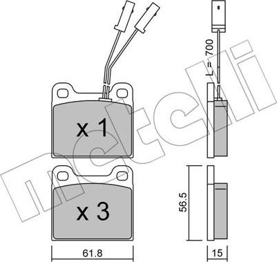 Metelli 22-0003-1 - Тормозные колодки, дисковые, комплект autospares.lv