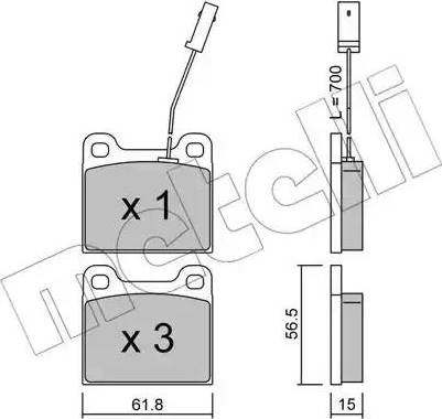 Metelli 22-0003-3 - Тормозные колодки, дисковые, комплект autospares.lv