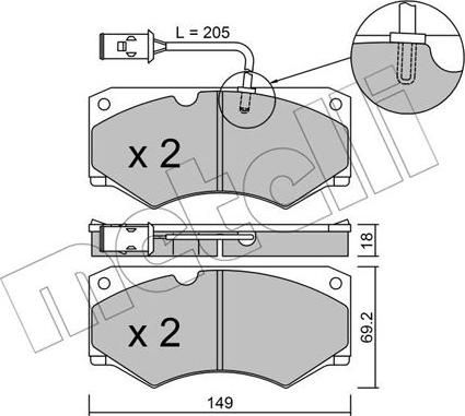 Metelli 22-0014-3 - Тормозные колодки, дисковые, комплект autospares.lv