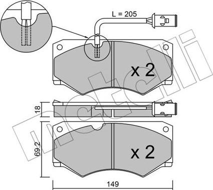 Metelli 22-0014-2 - Тормозные колодки, дисковые, комплект autospares.lv