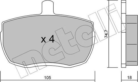 Metelli 22-0016-0 - Тормозные колодки, дисковые, комплект autospares.lv